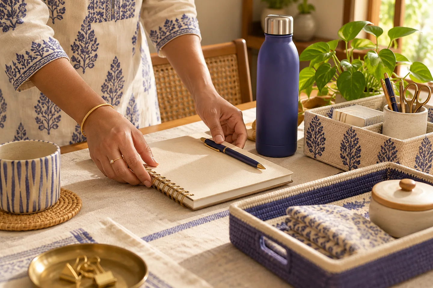 Everyday items arranged for an Indian creator’s product photograph
